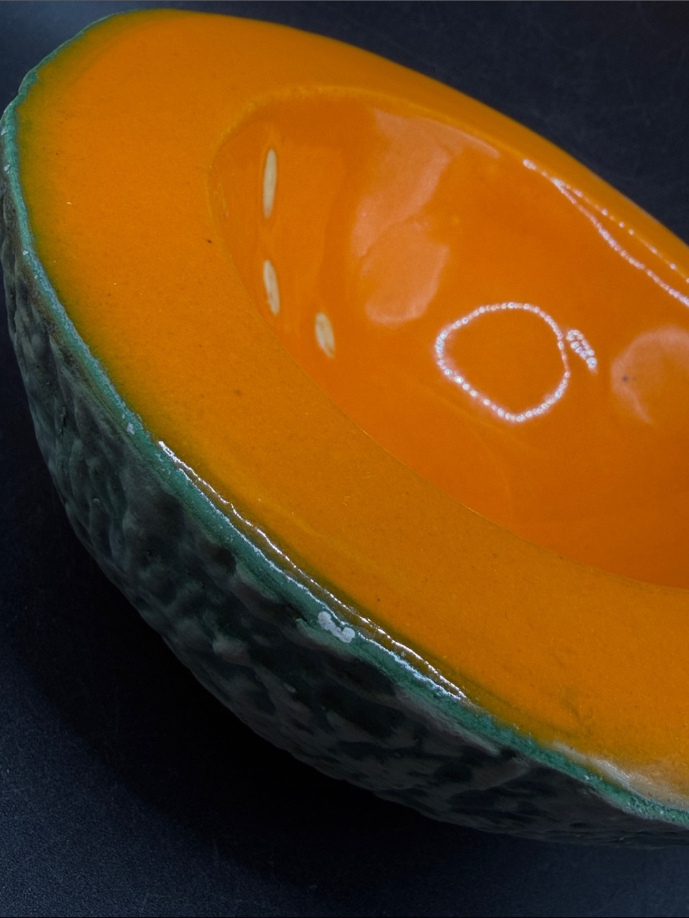 Ed Langbein Original Cantaloupe Melon Bowl Mid Century Vintage Italian Pottery - Picture 10 of 11